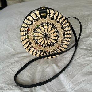 Woven Rattan Wicker Round Bag Crossbody Purse Boho Bohemian